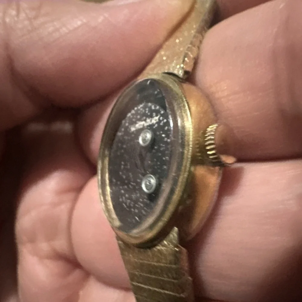 Works VTG WITTNAUER Ladies Watch Wind Up Diamond Galaxy Dial -GF Band- Rare 17mm